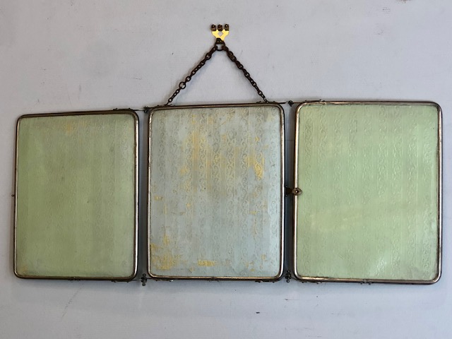 Miroir de barbier triptyque ancien