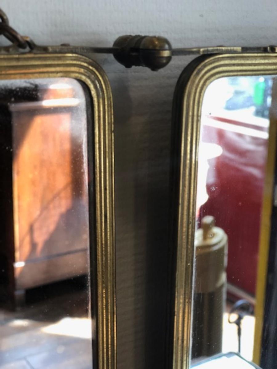 Miroir de barbier triptyque en laiton