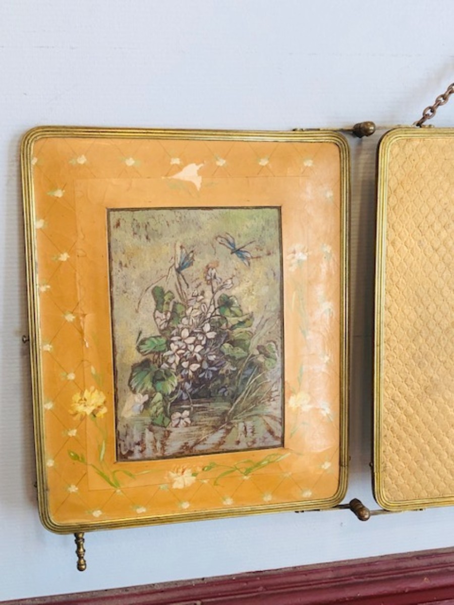 Miroir de barbier triptyque en laiton