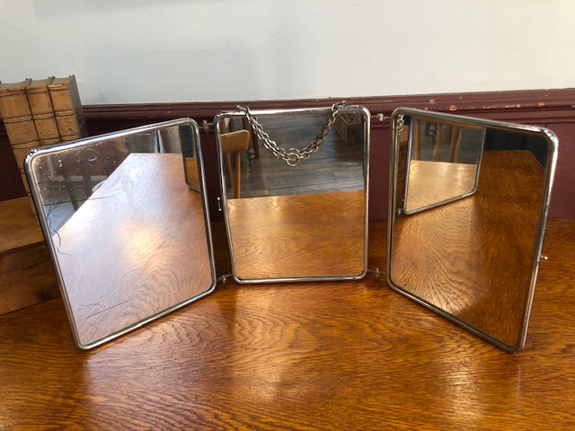 Miroir de barbier triptyque vintage