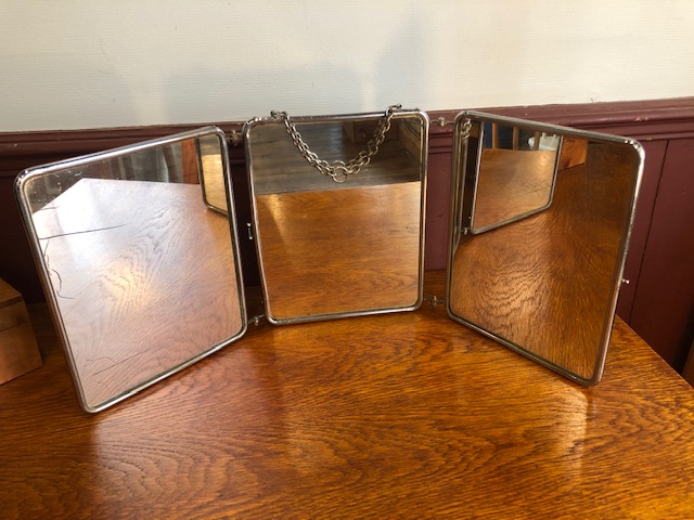 Miroir de barbier triptyque vintage