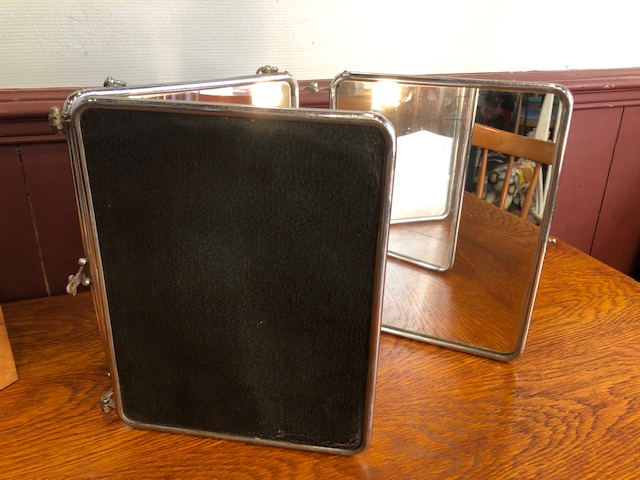 Miroir de barbier triptyque vintage