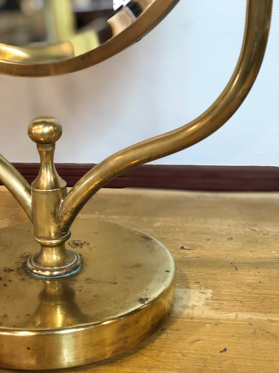 Miroir psyché biseauté à poser en laiton 