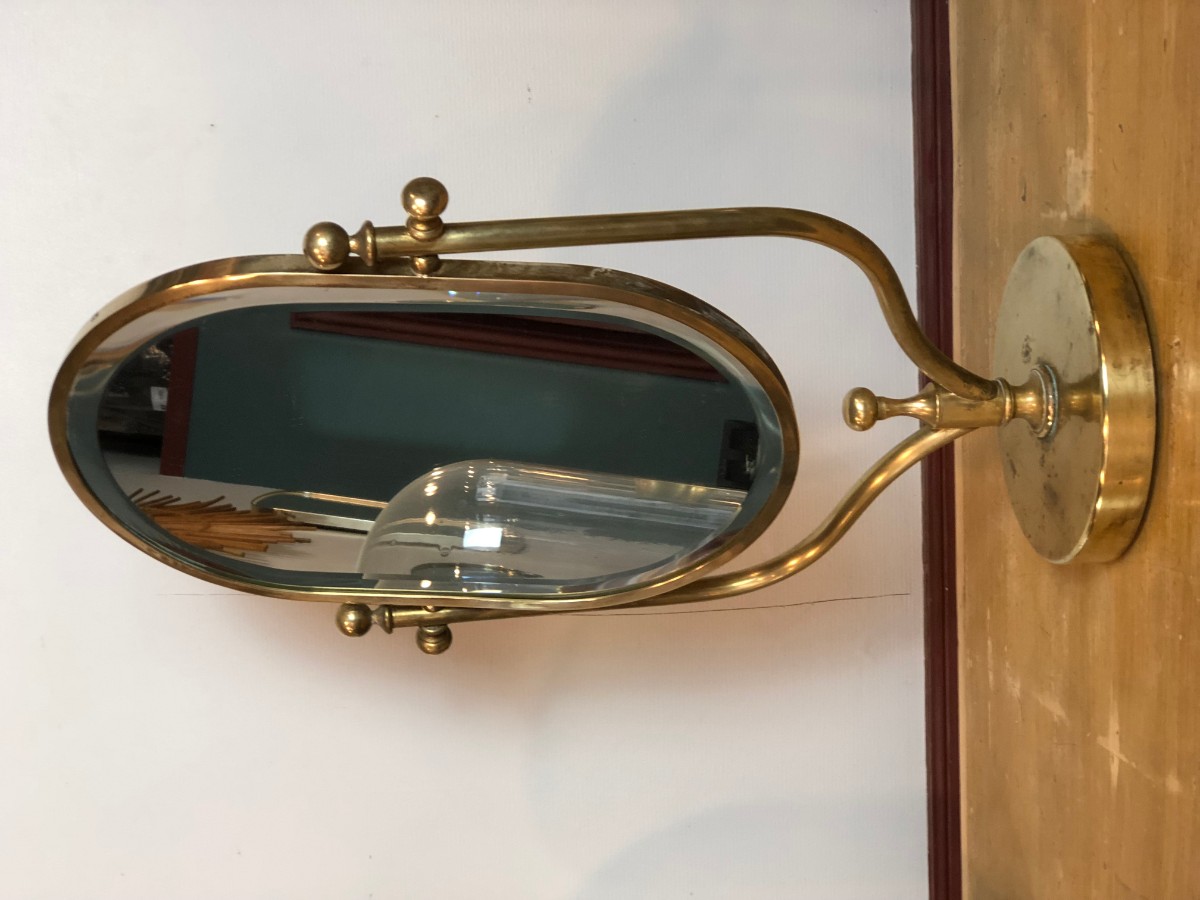 Miroir psyché biseauté à poser en laiton 