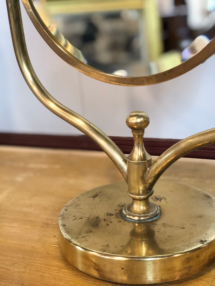 Miroir psyché biseauté à poser en laiton 