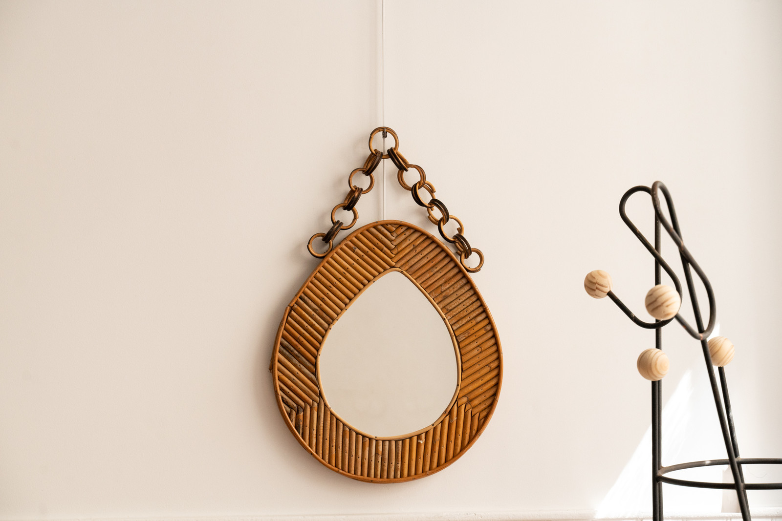 Miroir rotin vintage