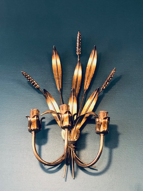Paire d'appliques épi doré Maison Masca
