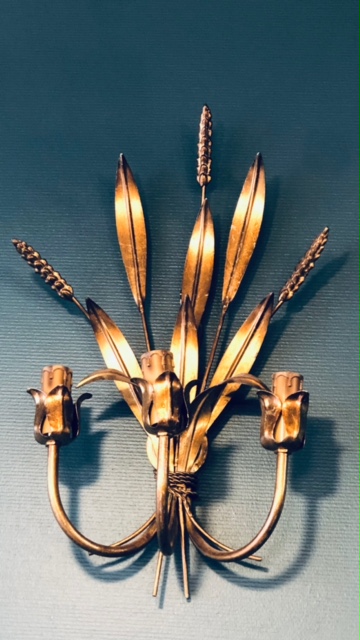Paire d'appliques épi doré Maison Masca