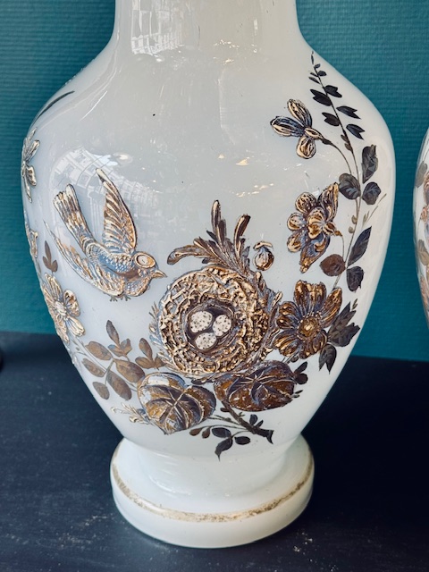 Paire de vase en verre Opalin Napoléon III 