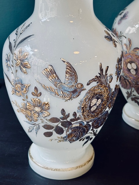 Paire de vase en verre Opalin Napoléon III 