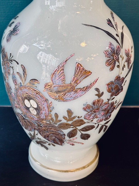 Paire de vase en verre Opalin Napoléon III 