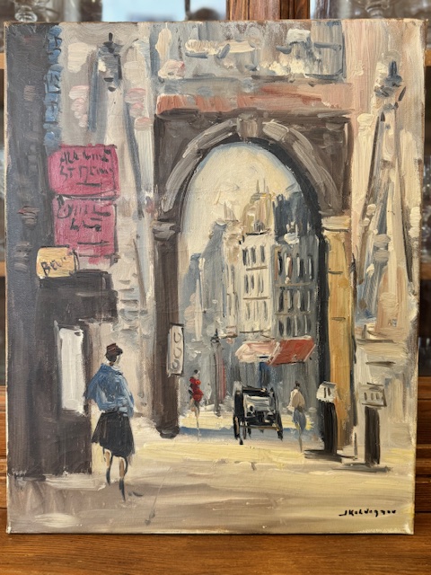 Peinture huile sur toile Rue saint Denis à Paris