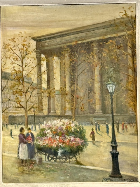 Peinture Vue de Paris place de la Madeleine 1900 