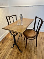 Table de bistrot plateau chêne doré
