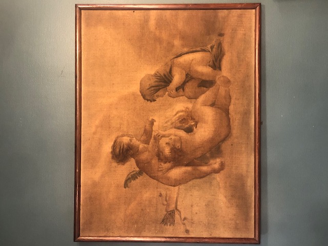 Toile de lin peinte représentant des angelots