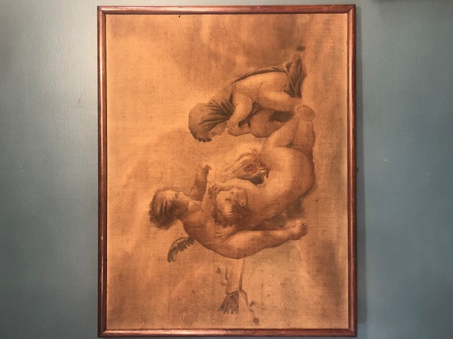 Toile de lin peinte représentant des angelots