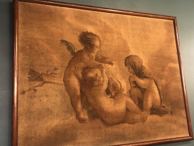 Toile de lin peinte représentant des angelots