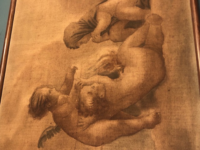 Toile de lin peinte représentant des angelots